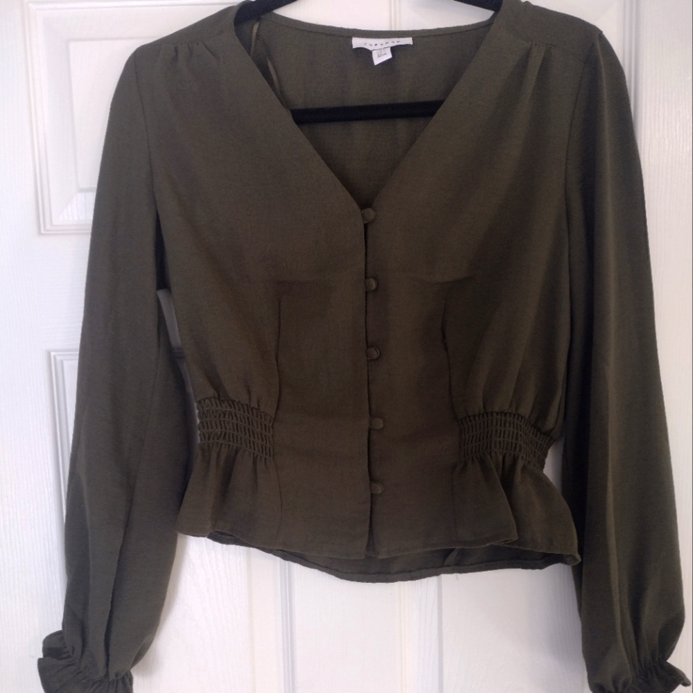 Topshop Green Millie Blouse